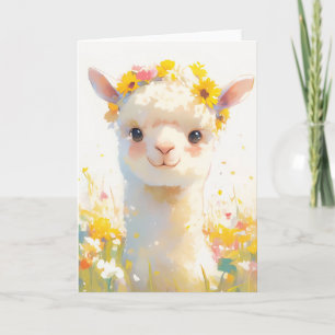 Tarjeta La flor coronada por la alpaca