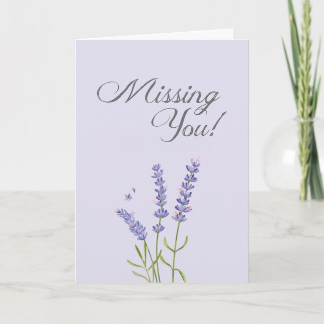 Tarjeta La Flor De Lavanda Blanda Pastel Te Falta El Salud (Anverso)