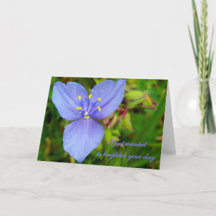 Tarjeta La flor morada "Pensando en ti" carta