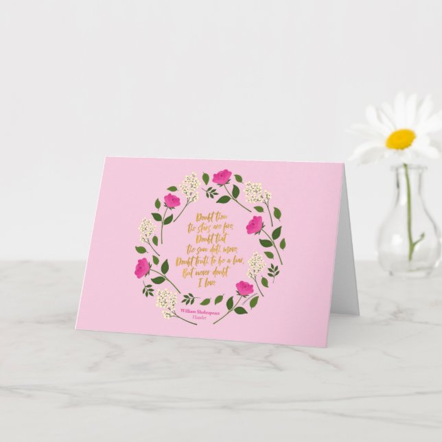 Tarjeta La flor morada rosada William Shakespeare nunca du (Planta pequeña)