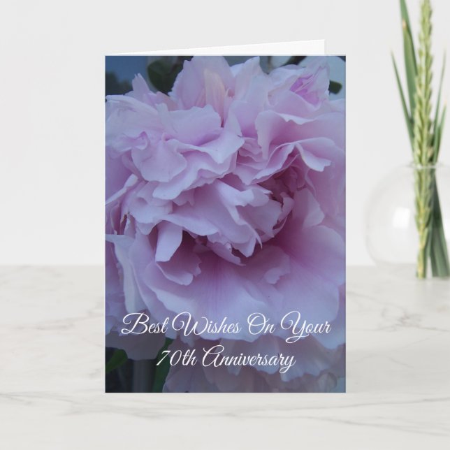 Tarjeta La flor peónica personaliza el 70 aniversario Boda (Anverso)
