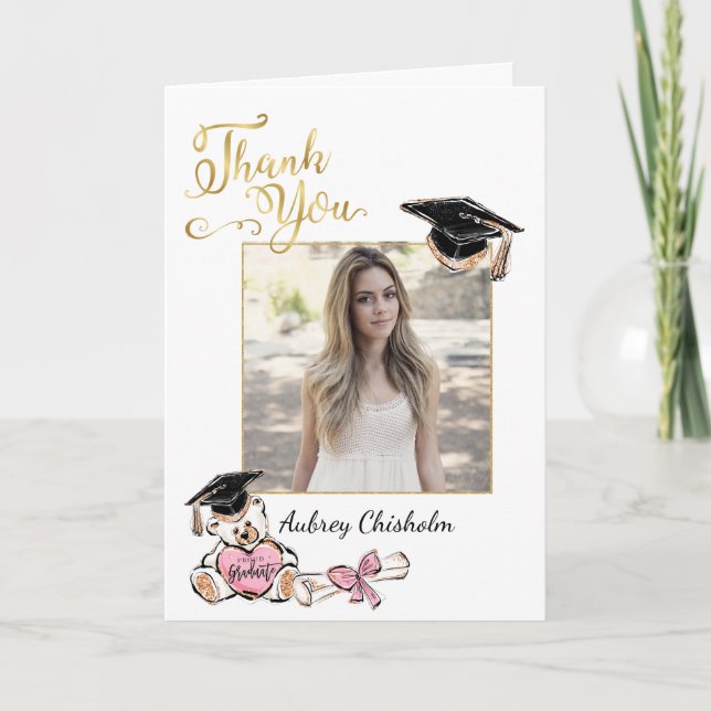 Tarjeta La graduación de la foto le agradece cardar (Anverso)