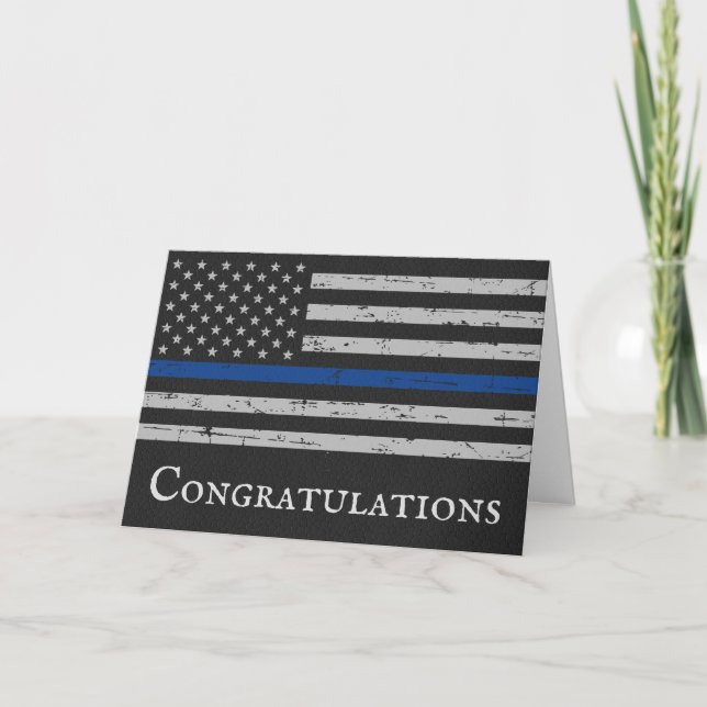 Tarjeta La graduación policial felicita la delgada línea a (Anverso)