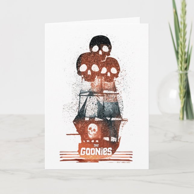 Tarjeta La gráfica de silueta del barco pirata Goonies (Anverso)