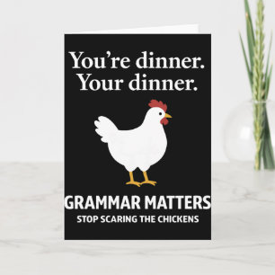 Tarjeta La gramática importa Deja de asustar a las gallina