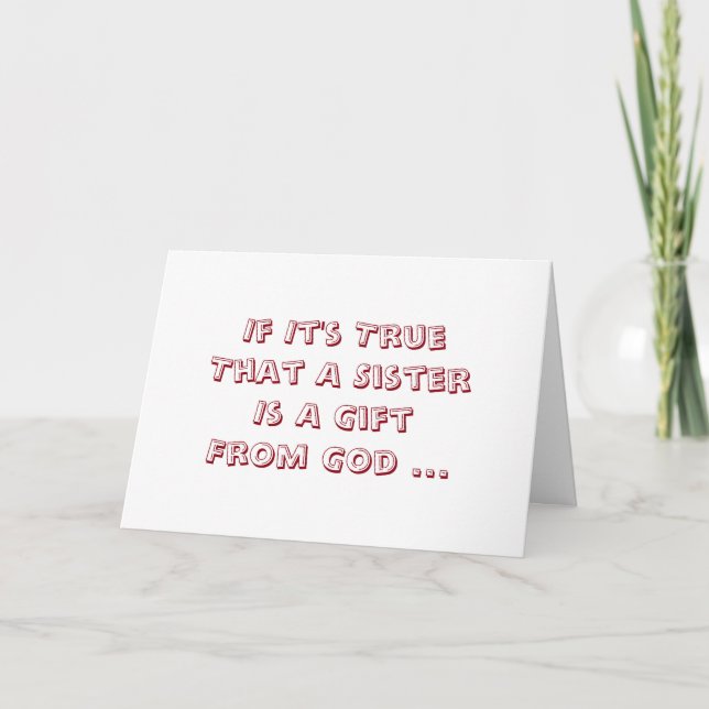 Tarjeta La hermana es regalo de dios, del cumpleaños, del (Anverso)