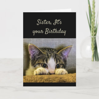 Tarjeta La hermana no puede ocultarlo es su gatito lindo