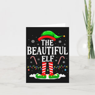 Tarjeta La hermosa familia Elf Funny de Navidad que coinci
