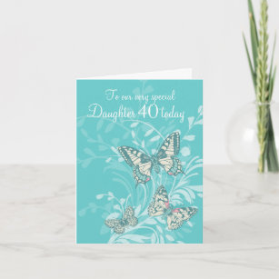 Tarjeta La hija 40.ª carta de mariposas de cumpleaños