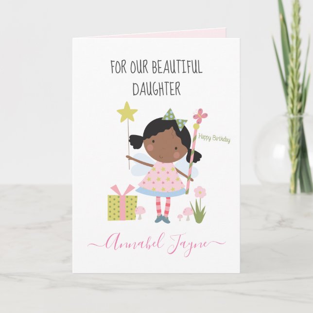 Tarjeta La hija de chicas de hadas del cumpleaños (Anverso)