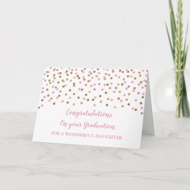 Tarjeta La hija de oro rosa felicita la graduación (Anverso)