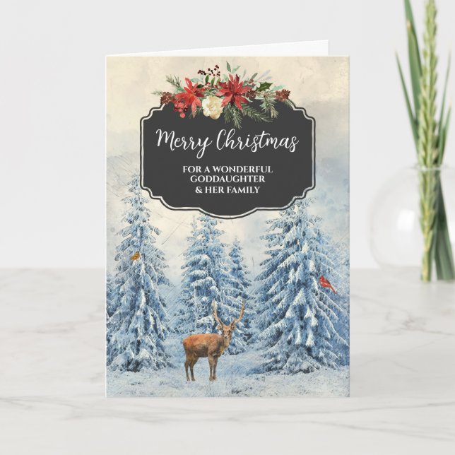 Tarjeta La hija diosa del bosque ruso y la familia Feliz N (Anverso)