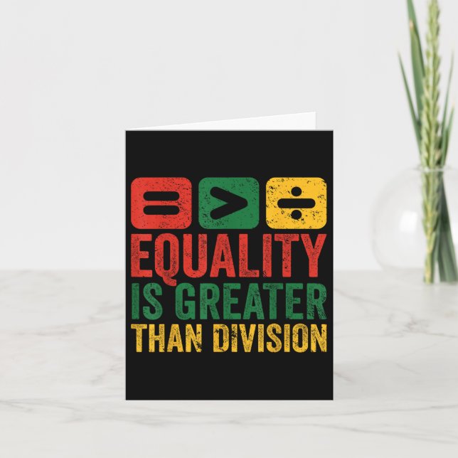 Tarjeta La Igualdad Es Mayor Que La División Math Black Hi (Anverso)