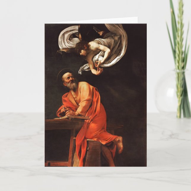 Tarjeta La inspiración de St Matthew, Caravaggio (Anverso)