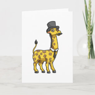 Tarjeta La jirafa como caballero con Gorra, Tie y Mustache