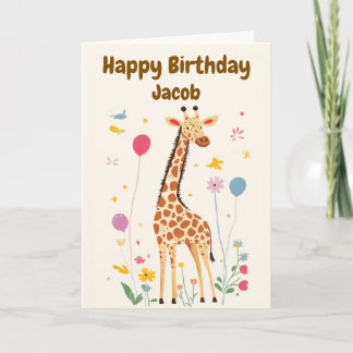 Tarjeta La jirafa de los niños adoran feliz cumpleaños