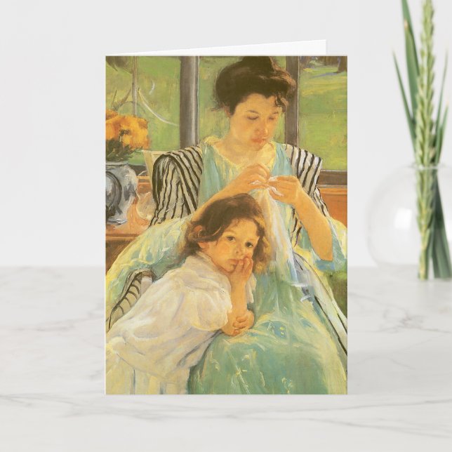 Tarjeta La joven madre de Cassatt masticando, feliz día de (Anverso)