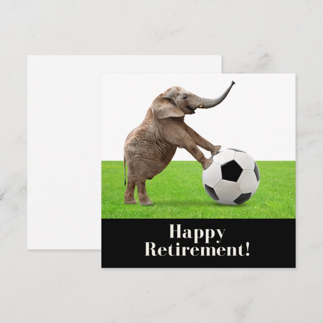 Tarjeta La jubilación feliz del fútbol con el elefante (Anverso / Reverso)