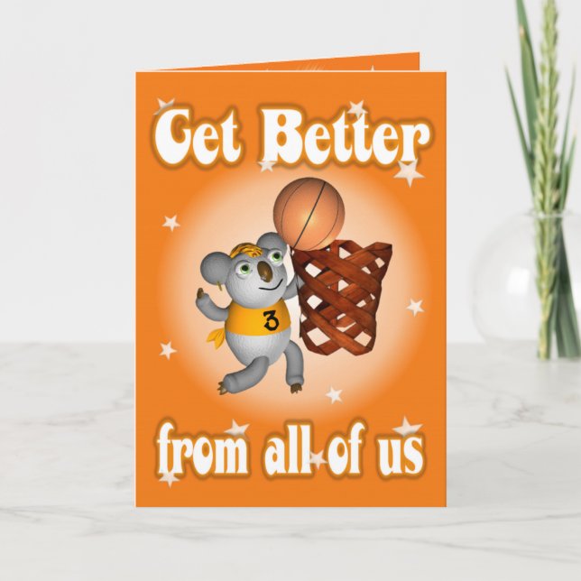 Tarjeta La koala del dibujo animado que juega a baloncesto (Anverso)
