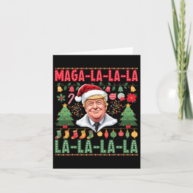 Tarjeta La La La Donald Trump engaña 47 Navidades feos 1 (Anverso)