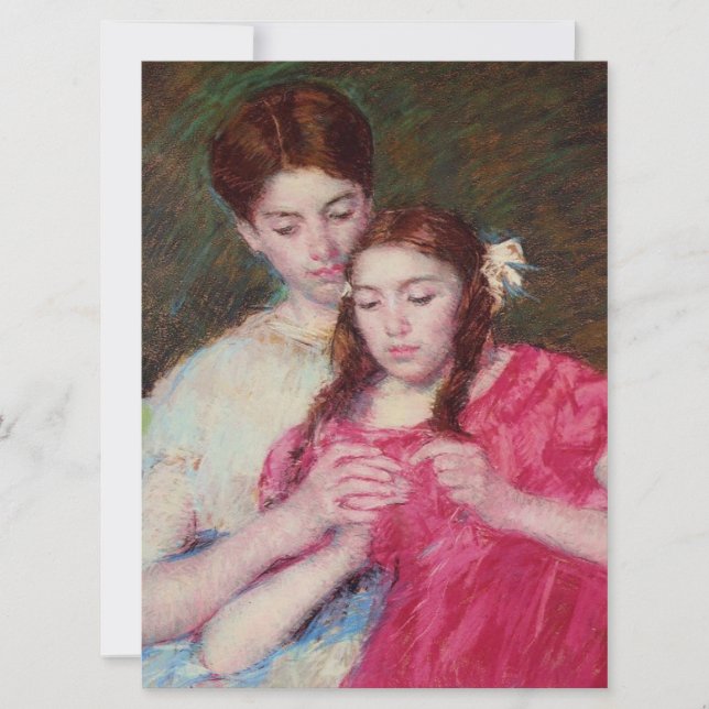 Tarjeta La lección de Crochet (dos hermanas) (Anverso)