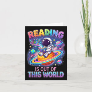 Tarjeta La lectura es de libros divertidos de espacio extr