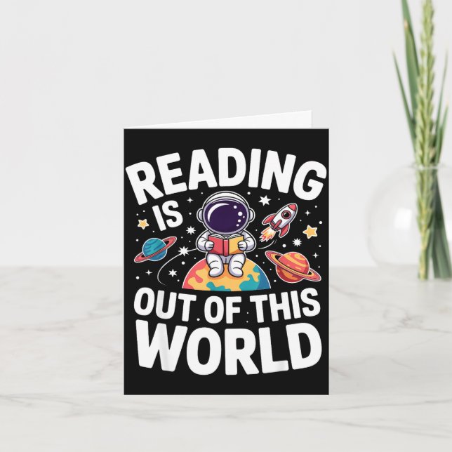 Tarjeta La lectura es de libros divertidos de espacio extr (Anverso)