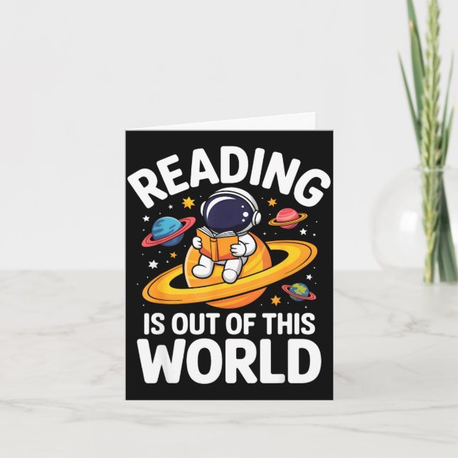 Tarjeta La lectura es de libros divertidos de espacio fuer (Anverso)