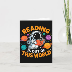 Tarjeta La lectura es de libros divertidos espaciales fuer