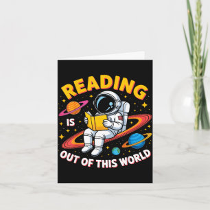 Tarjeta La lectura es de libros divertidos espaciales fuer