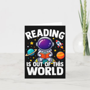 Tarjeta La lectura es un libro divertido espacial fuera de
