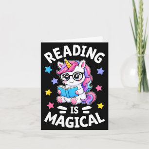 Tarjeta La lectura es una linda bibliotecaria unicornio má
