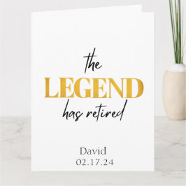 Tarjeta La leyenda se ha retirado, negro y dorado