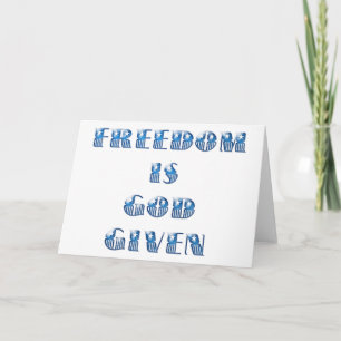 Tarjeta La libertad es dada por Dios, azul