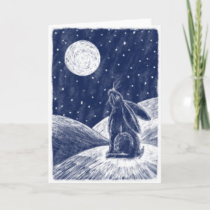 Tarjeta La liebre de la luna en la nieve