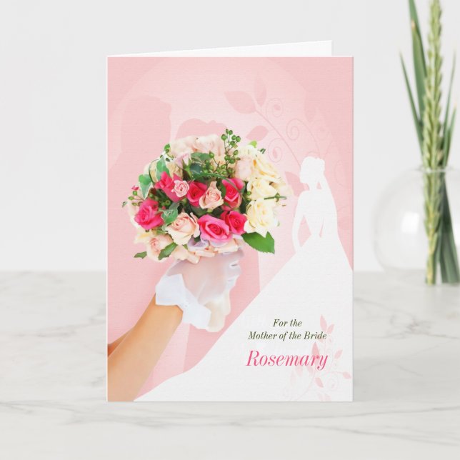 Tarjeta La madre de la novia felicita en rosa (Anverso)