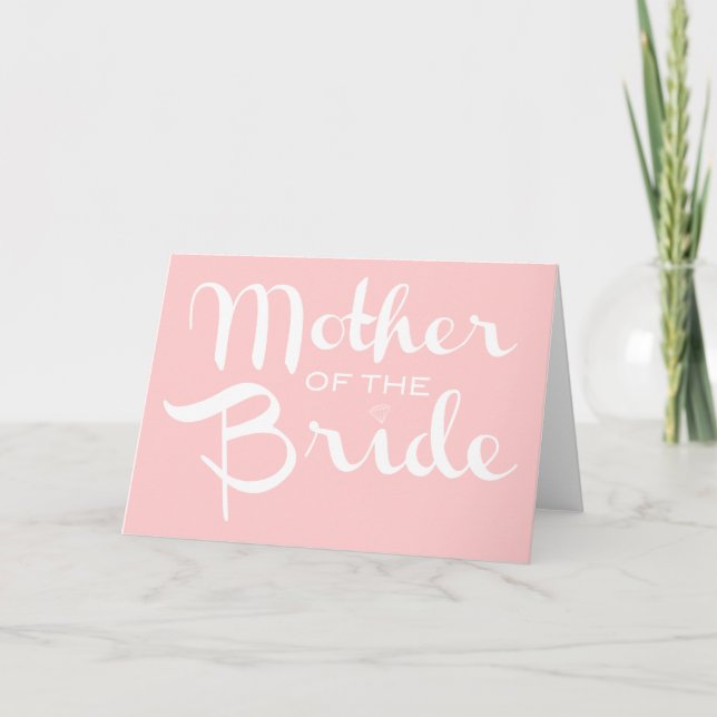 Tarjeta La madre de la novia retro guiño blanco sobre rosa (Anverso)