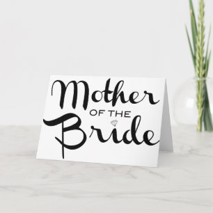 Tarjeta La madre de la novia retro guión negro sobre blanc