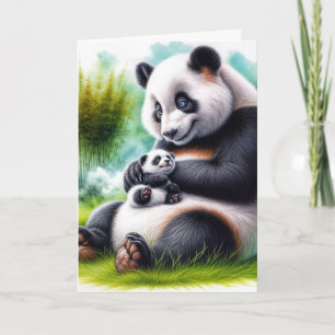 Tarjeta La Madre Panda Se Lleva Con Su Cubo
