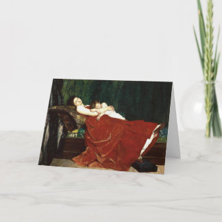 Tarjeta La madre y el niño de la natación como retro