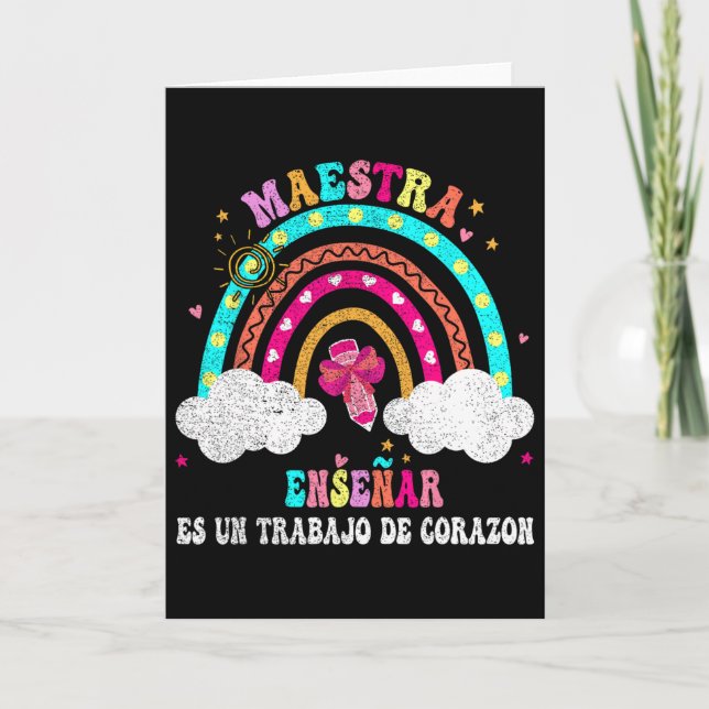 Tarjeta La Maestra Maestra Bilingüe de Español para Mujere (Anverso)