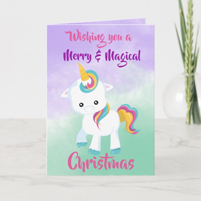 Tarjeta La magia de un unicornio del navidad (Anverso)
