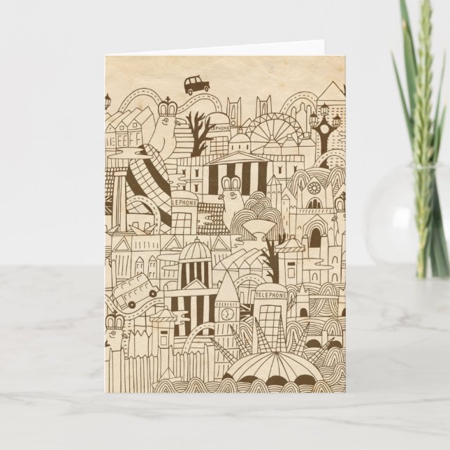 Tarjeta La mano de Londres dibujada en papel antiguo (Anverso)