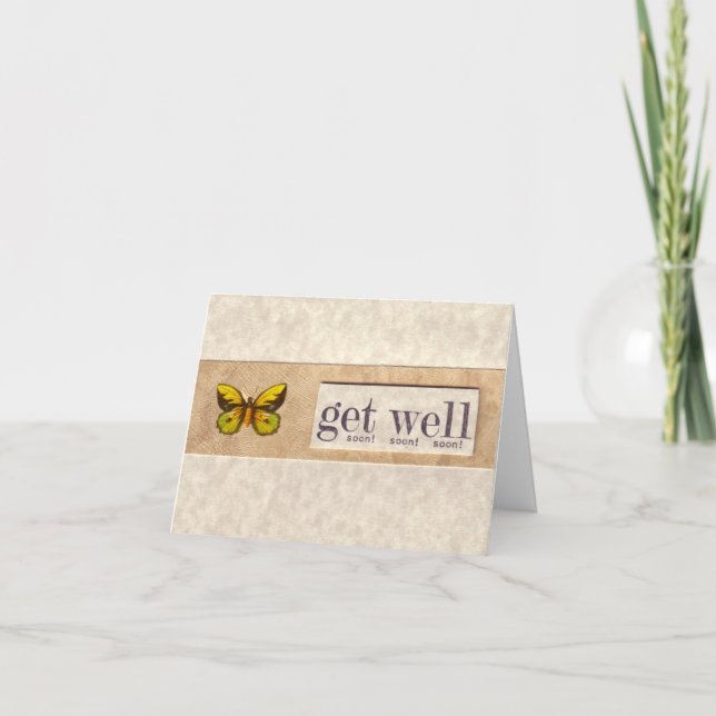 Tarjeta La mariposa verde y amarilla consigue pronto la (Anverso)