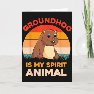 Tarjeta La marmota es mi animal espiritual Retro Día de la