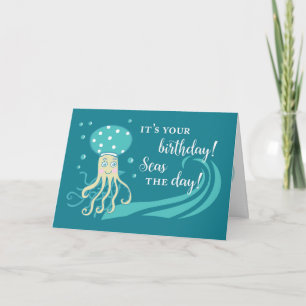 Tarjeta La medusa de cumpleaños en el mar