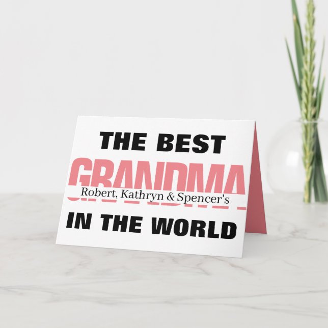Tarjeta La Mejor Abuela Del Mundo Personalizada (Anverso)