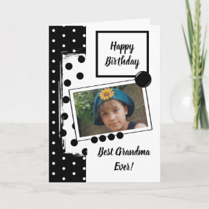 Tarjeta La mejor abuela nunca blanco y negro con foto