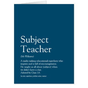 Tarjeta La mejor definición de profesor del mundo: "Blue F