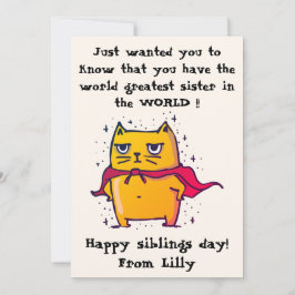 Tarjeta La Mejor Hermana del Mundo | Saludo del Día de los